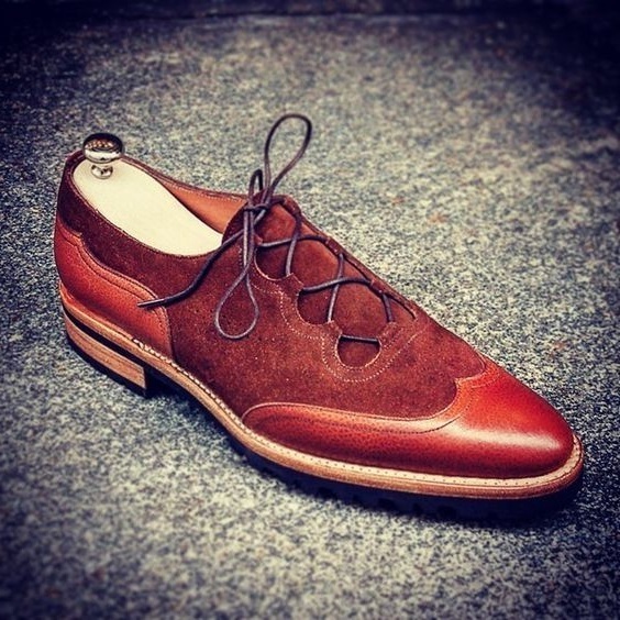 Men,s Handmade Oxford Two Tone shoes, Men Red Dress Office Cap Toe Shoes 2019