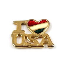 VTG Avon Enamel Heart I Love USA Patriotic Gold Tone Lapel Pin Tie Tack - £7.90 GBP