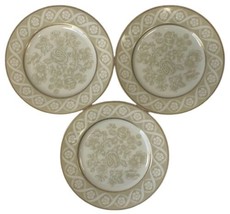 3 Mikasa Fine China Salad Plates Nature&#39;s Theme Beige Gold Nancy Green Japan 8&quot; - £11.66 GBP