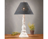 DISTRESSED WHITE TABLE LAMP &amp; 15&quot; Punched Tin Shade - Primitive Handmade... - $277.45