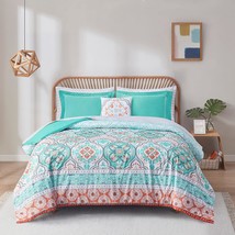 Comfort Level 8 Pc. Full Size Bed In A Bag, Aqua Boho Complete Comforter Set, - £57.75 GBP