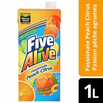 4 x Five Alive Passionate Peach Citrus Juice 1L/33 oz each Canada Free S... - £26.36 GBP