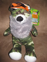 Duck Season Camo Bear Orange Camo Hat Brand New Plush Nwt 12&quot; Sugar Loaf Dynasty - £6.17 GBP