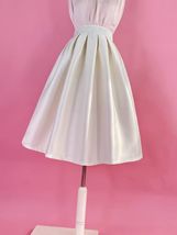 Black A-line Pleated Taffeta Skirt Outfit Women Plus Size Glossy Midi Skirt  image 6