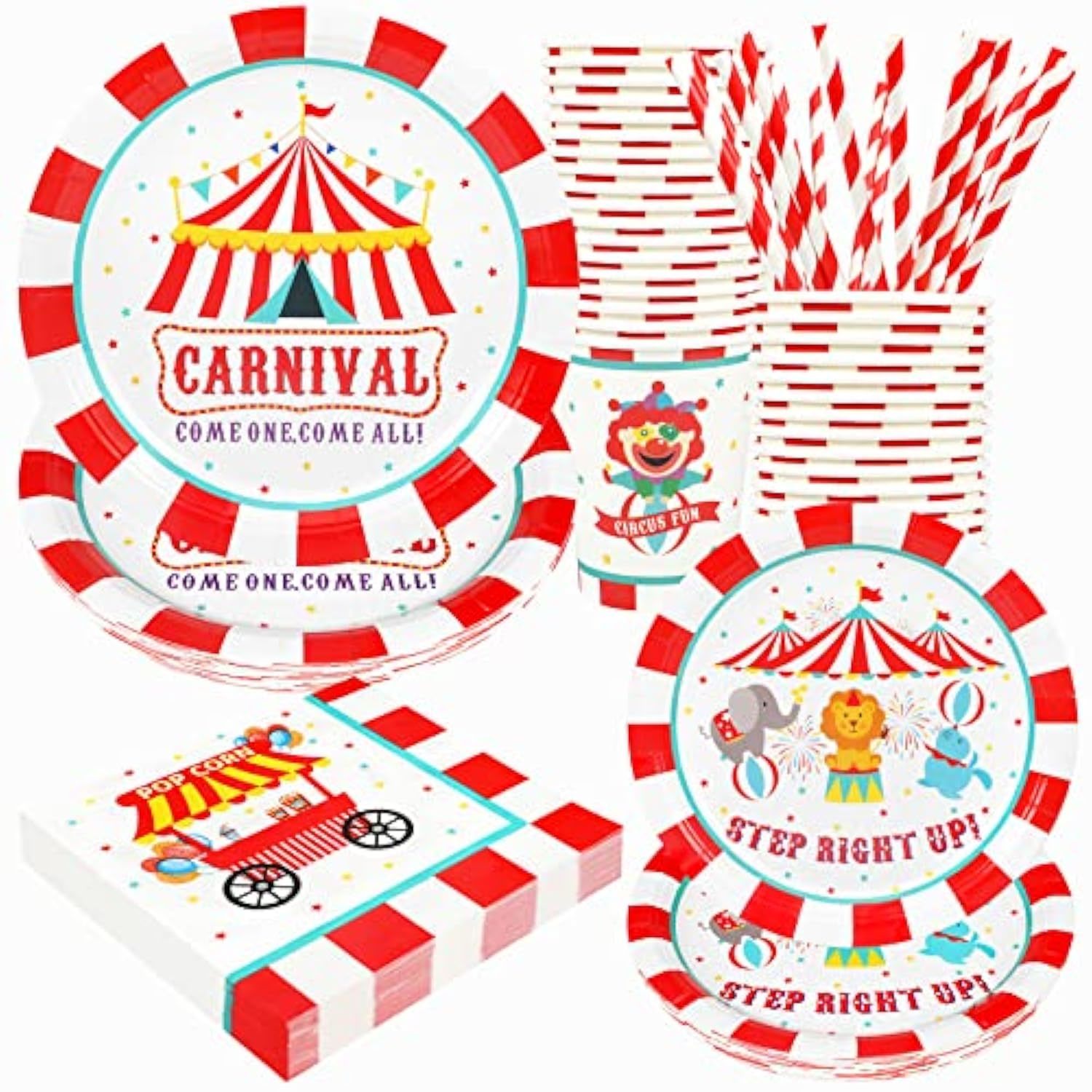 Carnival Party Supplies Decorations, Circus Theme Birthday Paper Plates And Napk