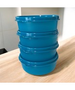 Tupperware Bowls Set of 4 Little Wonders Snack Cups 6 oz Peacock Blue 12... - $24.49