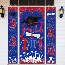 2024 Graduation Door Banner Blue and Red Graduation Decorations Class of 2024 Ha - £19.52 GBP