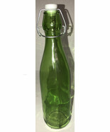 Holiday Xmas Round Green Glass Decorating Bottle 10 1/3”H W Clamp On Lid... - $40.59 CAD