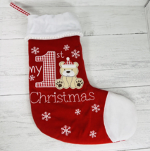 My 1st Christmas Teddy Bear Stocking SnowFlakes Gingham Plaid Baby Essen... - $652.21 MXN
