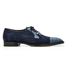 Belvedere Capitano Genuine Oiled Caiman Crocodile Italian Suede Navy R103 image 3