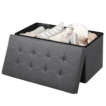 31.5&quot; Fabric Foldable Toy Storage Ottoman Chest Shoe Change Stool Chair Grey - £74.31 GBP