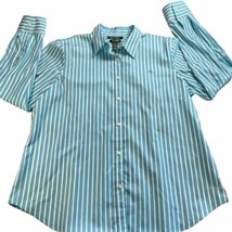 Lauren Ralph Lauren Shirt Womens XL Blue White Stripe Non Iron  Button Up Cotton - £20.70 GBP