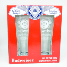 Anheuser-Busch Budweiser Set Of Two 16 oz Signature Glasses NEW - $14.10