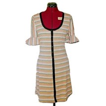 ELLIATT Winona Dress Women Flounce Sleeve Multistripe Size Medium Metall... - £73.53 GBP