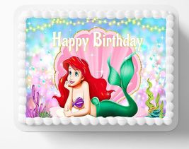 Customized Under The Sea Mermaid Birthday Edible Image Edible Cake Toppe... - £12.95 GBP