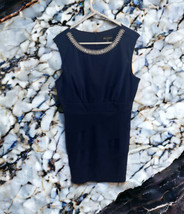 NWT Connected Apparel Dress Size 16 Navy Embellished Sleeveless Cocktail - $39.55