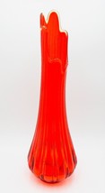 LE Smith Swung Vase Ribbed Large Amberina Ruby Red 20” MCM Column Bulbous Base - £180.42 GBP