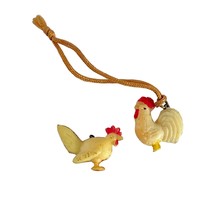 c1940 Celluloid Cracker Jack Chicken Rooster Miniature Prize Charms Vtg Japan - £19.51 GBP