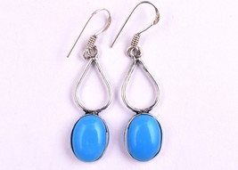 Turquoise Gemstone 925 Sterling Silver Handmade Dangle Drop Earrings Women Gift - £35.79 GBP+