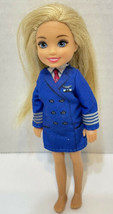 Mattel Barbie Chelsea Airplane Pilot Doll Blonde Hair Blue Eyes 5.5 in Tall - £6.81 GBP