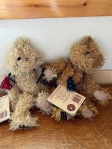 Boyds Tan & Brown Very Furry Floppy Teddy Bear Friends with Stuffed Heart Neckla - $7.69