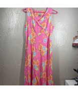 Sigrid Olsen Sport Dress Pink Sleeveless Ruffle Flower Lined Petite Size 2P - $540.22 MXN