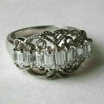 Vintage 925 Sterling Silver Clear Rhinestone Ring Size 7 - £23.35 GBP