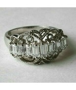 Vintage 925 Sterling Silver Clear Rhinestone Ring Size 7 - £23.25 GBP