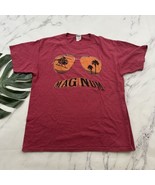 Magnum PI Mens Retro T-Shirt Tee Size L Red Orange Sunglasses Mustache H... - £14.79 GBP