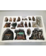 ST NICHOLAS SQUARE Porcelain Nativity 17pc Set Hand Painted With 3 Light... - $74.24