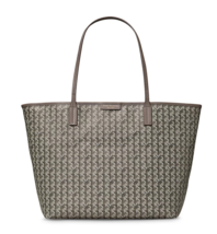 Tory Burch Ever Ready Basketweave Print Zip Tote Bag w/ Pouch ~NWT~ Zinc - $275.22