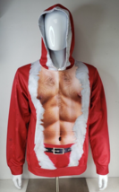 Mens Sexy Six Pack Santa Graphic Print Hoodie With Front Pockets Fits Si... - £42.17 GBP