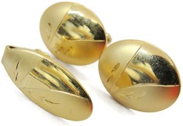 Oval Set 1/20 12Kt Yellow Gold Filled Cufflinks &amp; Neck Tie Clip Signed JML - $49.49