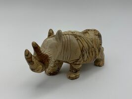 Vintage Carved Stone Rhinoceros Beautiful Veined approx 3.75" - $14.90