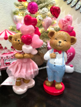 Bella Lux Valentines Teddy Bear Couple Bouquet Balloons Roses Figurine D... - $49.49