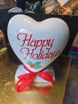 Sandra Boynton Christmas Heart Balloon Ceramic Vase Bank Decor White - $184.53 MXN