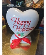 Sandra Boynton Christmas Heart Balloon Ceramic Vase Bank Decor White - $184.53 MXN