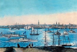 New York Harbor View by Nathaniel Currier - Art Print - £17.17 GBP+