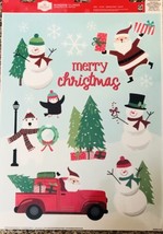Vinyl Static Window Clings Christmas Red Truck Santa Snowman Crafts Scra... - $8.86