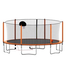 16FT Trampoline w/ Hoop, Ladder &amp; Goal - Orange - £397.36 GBP