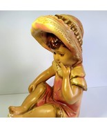 12&quot; Antique Victorian Chalkware Girl Bonnet Statues Figures Piano Babies - $125.63 CAD