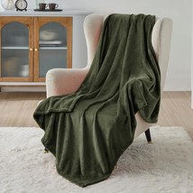 Bedsure Fleece Blanket Twin Blanket Olive Green - 300GSM for - £30.93 GBP