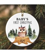 AnhTram97 Owl Baby&#39;s First Christmas Ornament Ceramic White Both Sides - $183.79 MXN