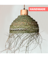 Woven Pendant Lamp Handcrafted Esparto Lampshade and pendant Light for farmhouse - $50.00