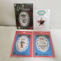 Designs For Needle Lace Ornament Counted Cross Stitch Lot of 4, Stocking... - $9.64
