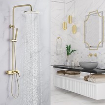 Chalirs Brushed Gold Exposed Shower System With 2 Modes Handheld, 3 Func... - £372.74 GBP