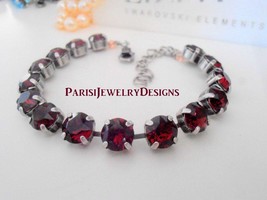 Garnet Swarovski Bracelet / January Birthstone Red Crystal / Gift for her / Vale - $39.00