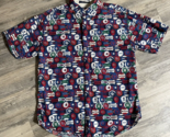 Vtg Baseball Tommy Hilfiger Shirt Navy Short Sleeve Button Mens Medium Dad - £13.01 GBP