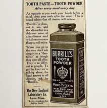 1920 Burrill&#39;s Toothpaste Powder Dental Advertisement Medical Ephemera - $16.49