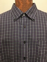 Alan Flusser 2XL Purple Plaid Long-Sleeve Cotton Shirt Button-Down - £22.74 GBP